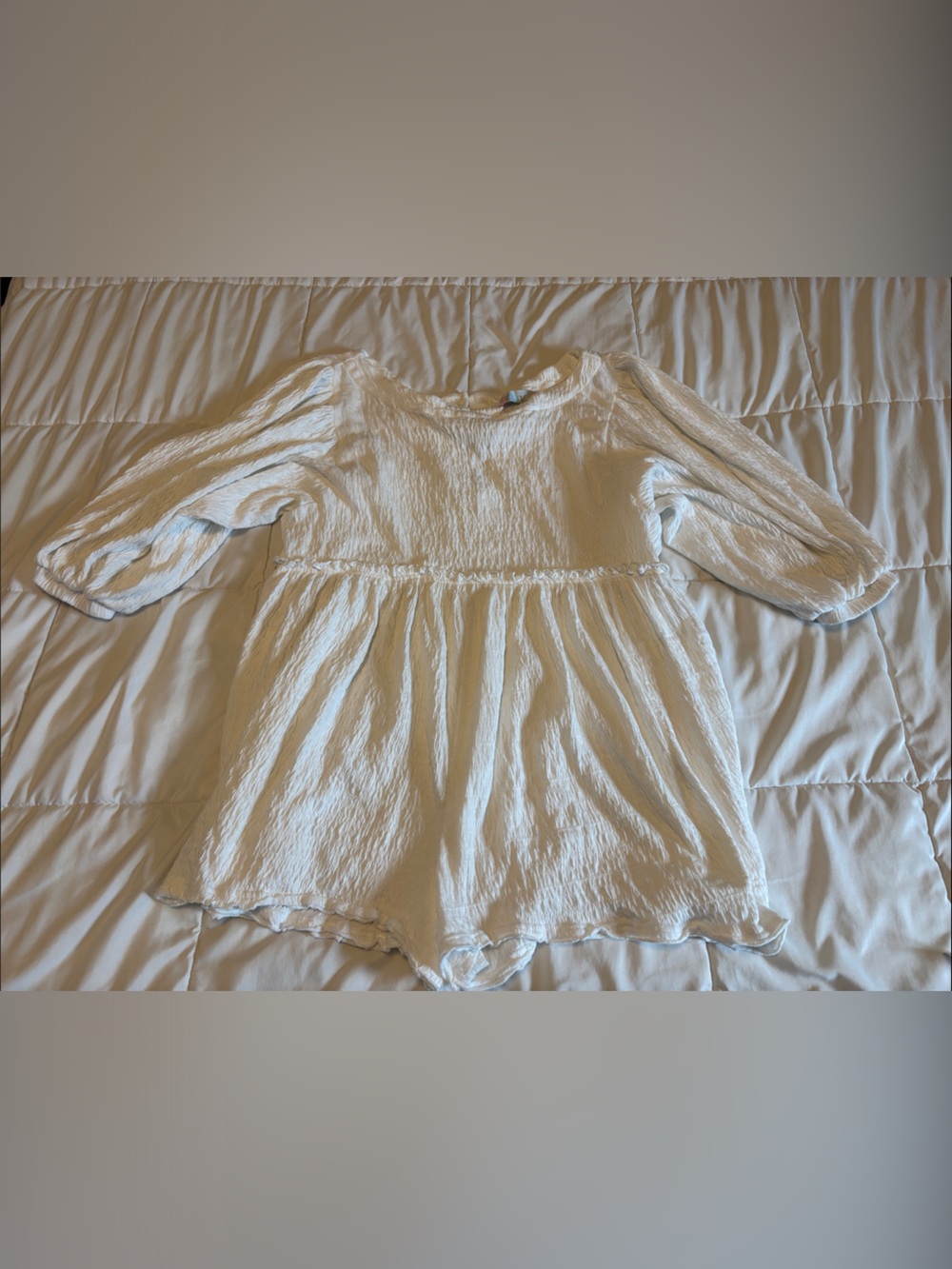 Free People White Textured Long-Sleeve Romper